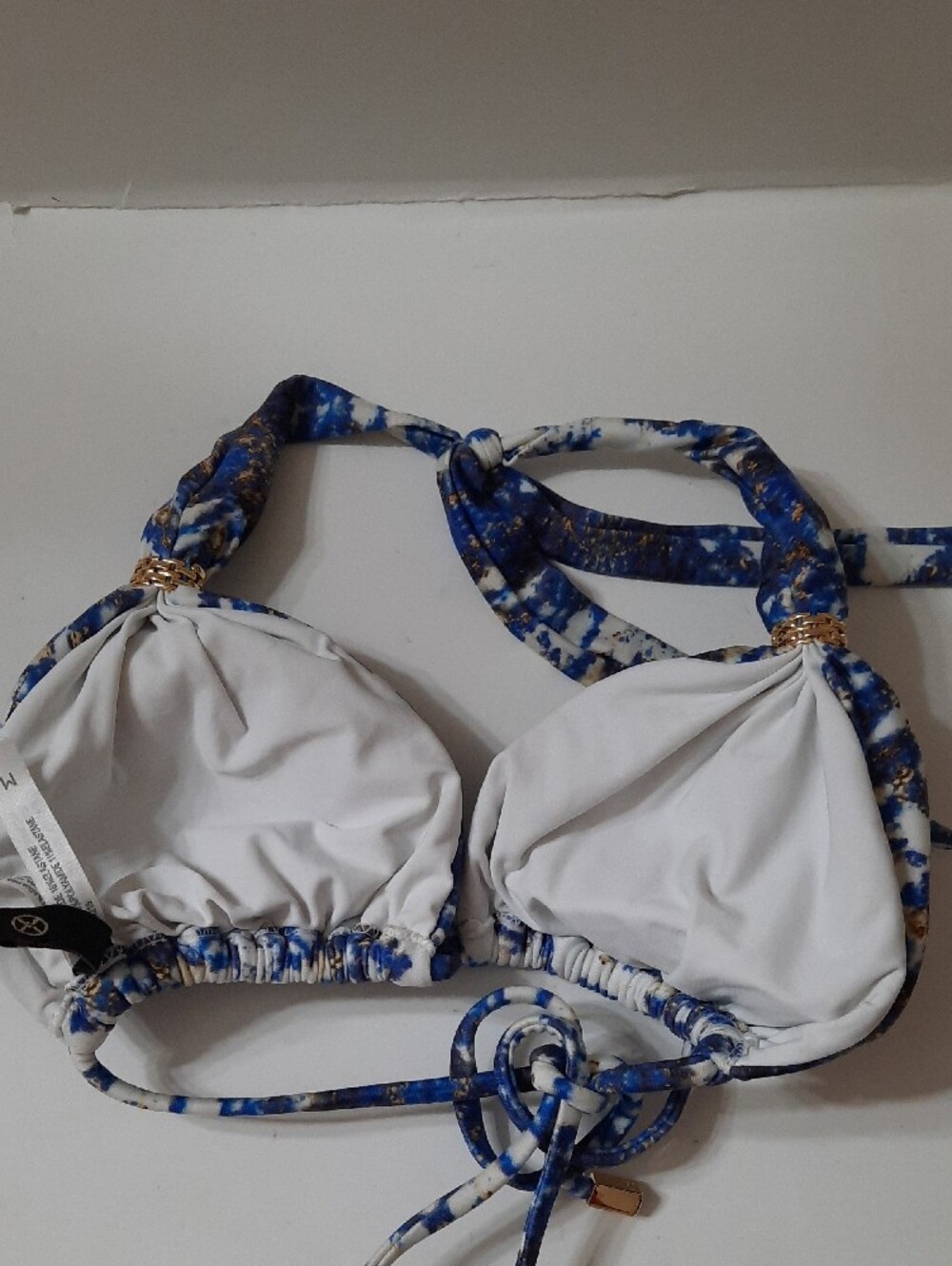 Blue Marble Print Halter Bikini Set - Picture 7 of 10